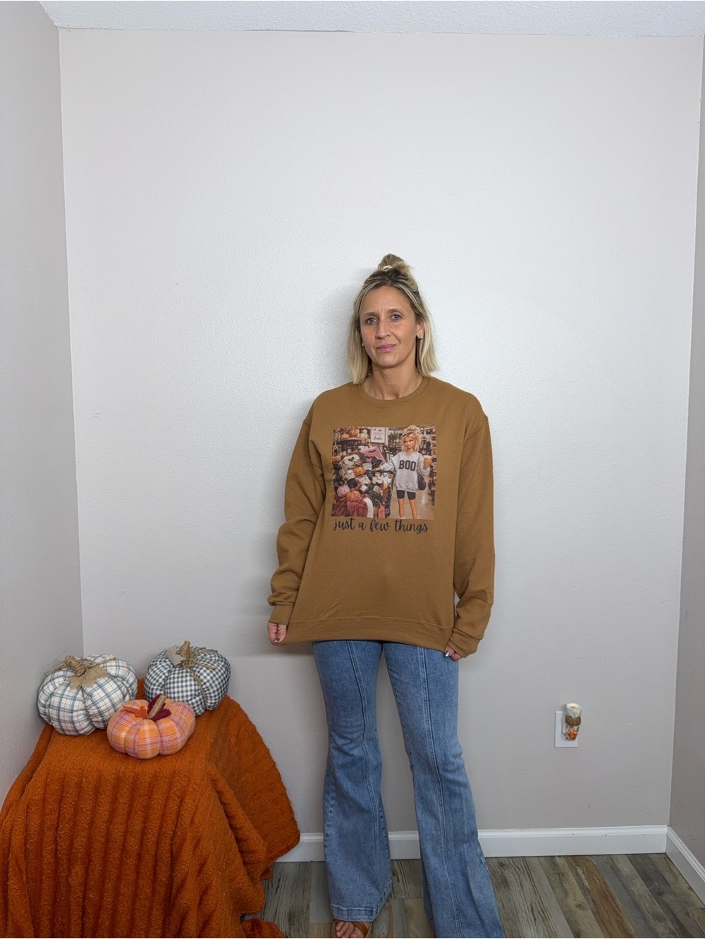 Bella Canvas Brown Graphic Crewneck Sweatshirt